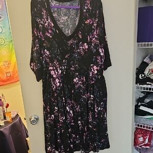 Torrid Floral Black and Purple Women's Dress Size 3